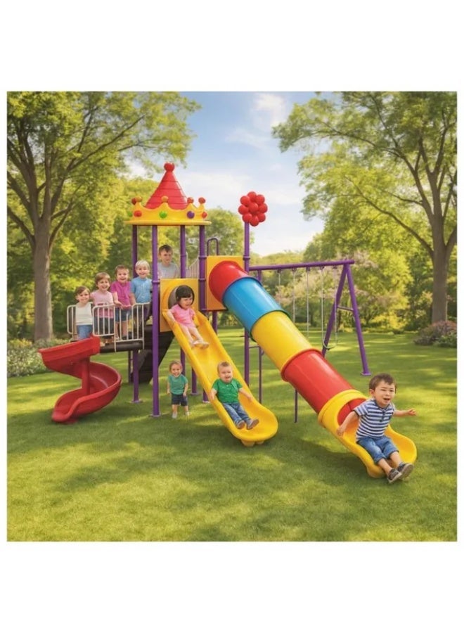MYTS Discovery Playland with 3 Swings & 3 Slides | Outdoor Kids Playset | Large Fun Park Playground – 620 × 380 × 270 cm - Image 2